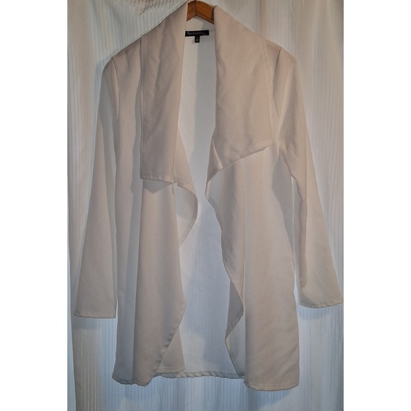 SIMPLICITY by Azul Jackets & Blazers - SIMPLICITY by Azul Women's White Waterfall Drape Cardigan Jacket 1X